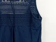 Vorschaubild 3 von Damen Top XL Blau Häkelspitze Baumwolle Sommertop Ärmellos