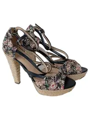 Vorschaubild 1 von Damen Sandaletten 36.5 Mehrfarbig Floral Elegant Plateau High Heels