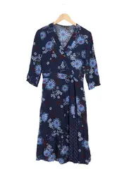 Vorschaubild 1 von MARC O POLO Damen Freizeitkleid Wickelkleid Gr. 36/S Blau Floral Viskose