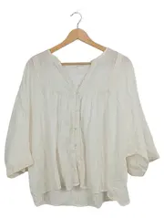 Vorschaubild 1 von Damen Bluse Gr. S Weiß Bohemian Spitze Stickerei Tunika