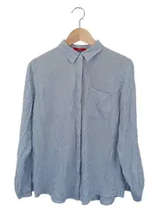 Vorschaubild 1 von Damen Bluse Gr. 38/M Blau Gestreift Casual Langarm Viskose