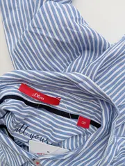 Vorschaubild 3 von Damen Bluse Gr. 38/M Blau Gestreift Casual Langarm Viskose