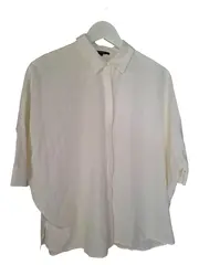 Vorschaubild 1 von Damen Bluse Hemd Oversize Weiß Gr. 38 Casual Knopfleiste