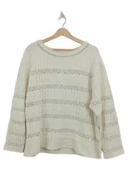 Vorschaubild 1 von Damen Pullover Strickpullover Beige Lochmuster Gr. M Casual