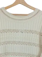 Vorschaubild 3 von Damen Pullover Strickpullover Beige Lochmuster Gr. M Casual