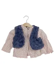 Vorschaubild 1 von Baby Mädchen Twin Set Langarm Hemd Punkte Fellbesatz Rosa 80