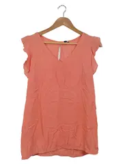 Vorschaubild 1 von Damen Top Gr. 36/S Orange Viskose Kurzarm Rüschen Casual