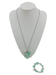 Vorschaubild 1 von Damen Schmuckset Kette Armband Grün Elegant 42cm 8cm