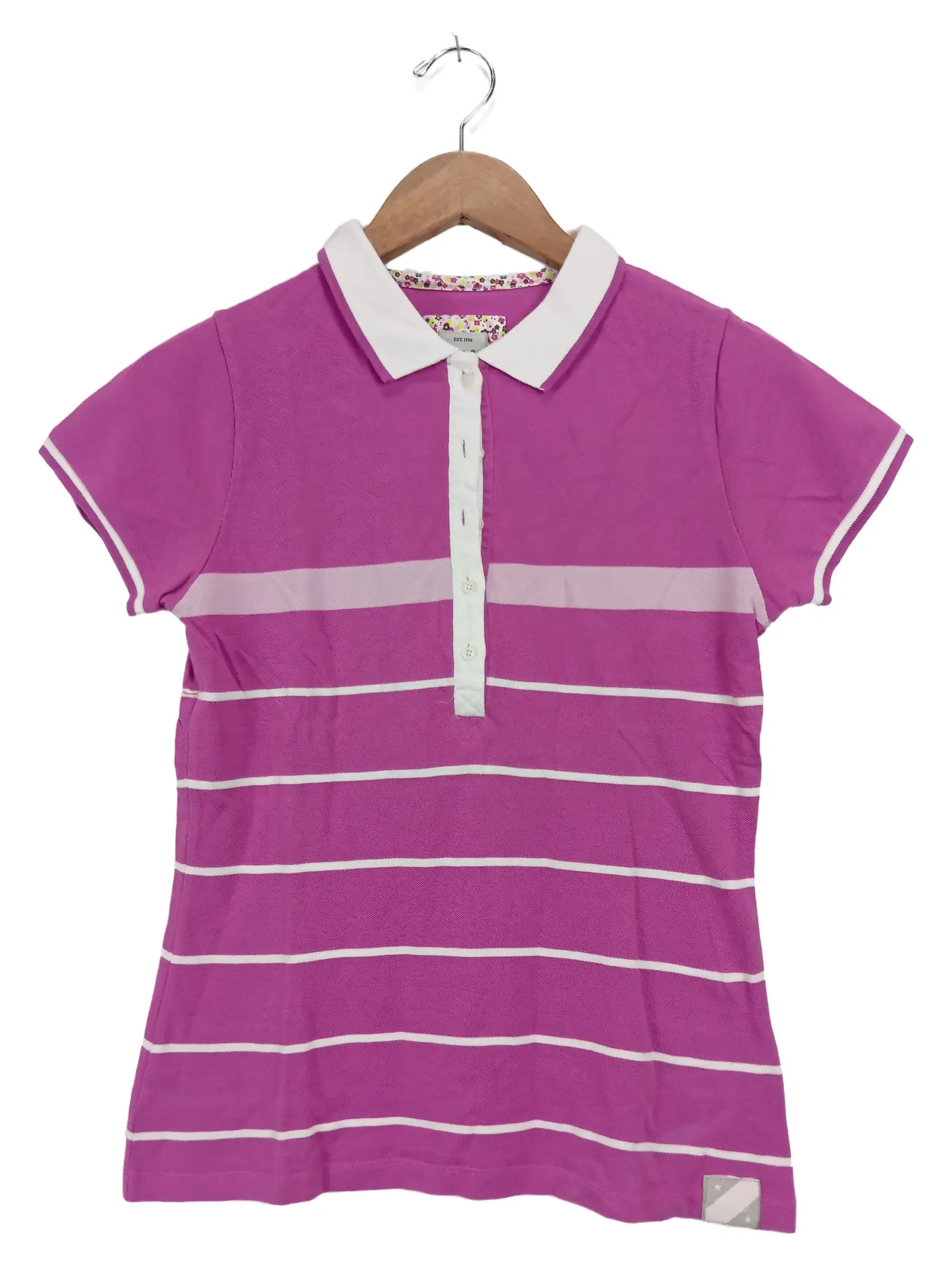 KITARO Damen Poloshirt Gr. 36 Pink gestreift Kurzarm Casual