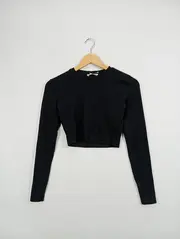 Vorschaubild 2 von Damen Langarmshirt Basic Schwarz Gr. 38/M