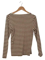 Vorschaubild 2 von Damen Langarmshirt Gr. L Gestreift Braun Beige Baumwolle Modal
