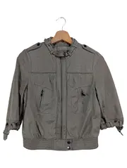 Vorschaubild 1 von Damen Sweatjacke Gr. 36/S Grau Strukturmuster 3/4-Arm Casual