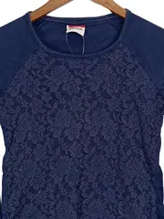 Vorschaubild 2 von Kinder Langarmshirt mit Spitze Blau Gr. 146/152 Feminin Baumwolle