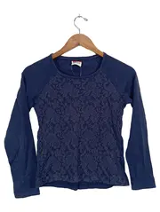 Vorschaubild 1 von Kinder Langarmshirt mit Spitze Blau Gr. 146/152 Feminin Baumwolle