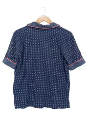 Vorschaubild 2 von Damen Schlafanzug Oberteil Gr. 36/S Blau Casual Baumwolle Viskose