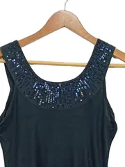 Vorschaubild 2 von Damen Kleid Pailletten Schwarz Festlich Gr. XS 34 Viskose