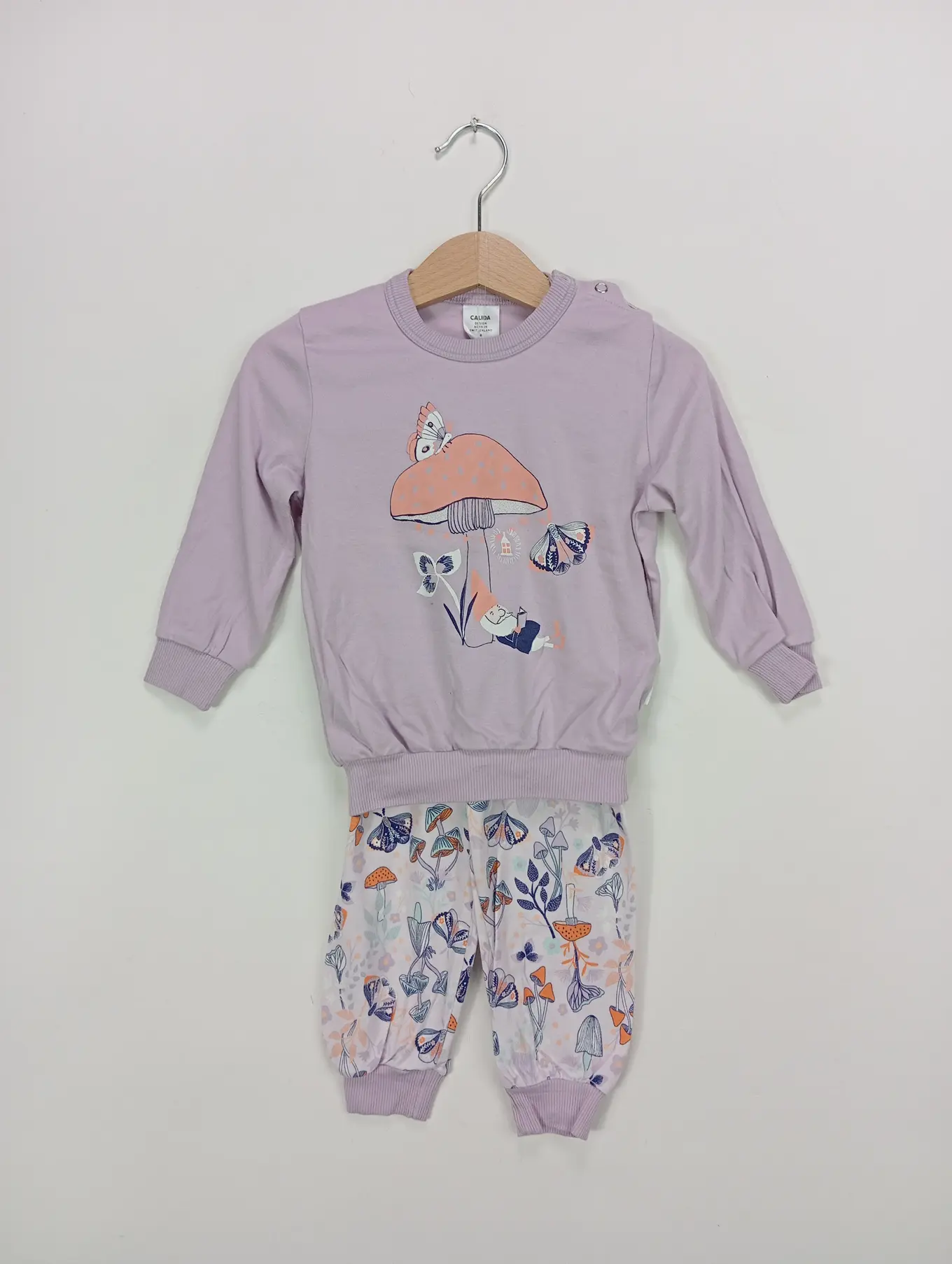 CALIDA Mädchen Schlafanzug Set Hose Shirt Gr. 86 Lila Casual Baumwolle