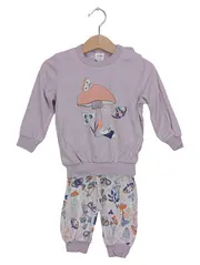 Vorschaubild 1 von Mädchen Schlafanzug Gr. 86 Pilz Schmetterling Lila Baumwolle