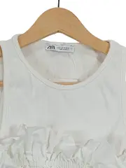 Vorschaubild 3 von Damen Bluse Ärmellos Rippstrick Rüschen Weiß Gr. 38/M