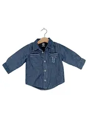 Vorschaubild 1 von Kinder Freizeithemd Blau Gestreift Langarm Gr. 68