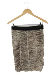 Vorschaubild 1 von Damen Bleistiftrock Gr. 34 XS Beige Schlangenmuster Elegant Midirock