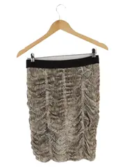 Vorschaubild 2 von Damen Bleistiftrock Gr. 34 XS Beige Schlangenmuster Elegant Midirock