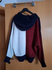 Vorschaubild 2 von Damen Strickjacke Blau Gr. 40, L Kapuze Wolle Alpaka