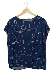 Vorschaubild 1 von Damen T-Shirt Blau Buchstabenprint Gr. M