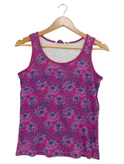 Vorschaubild 1 von Damen Top Gr. L Pink Blumenmuster Baumwolle Tanktop