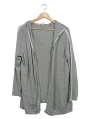 Vorschaubild 1 von Damen Strickjacke Cardigan Kapuze Grau Gr. 44 XXL