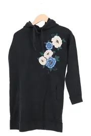 Vorschaubild 1 von Damen Freizeitkleid S Schwarz Hoodie Blumen Stickerei