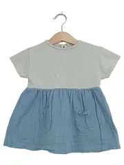 Vorschaubild 1 von Baby Mädchen Kleid Gr. 74 Blau Gestreift Baumwolle Freizeitkleid