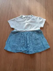 Vorschaubild 4 von Baby Mädchen Kleid Gr. 74 Blau Gestreift Baumwolle Freizeitkleid