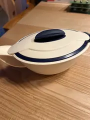 Vorschaubild 2 von Servierschüssel Warmhalteschüssel mit Deckel 1,5L Beige Blau