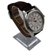 Vorschaubild 2 von Damenuhr Lederarmband Braun Silber Analog Quarz 5ATM