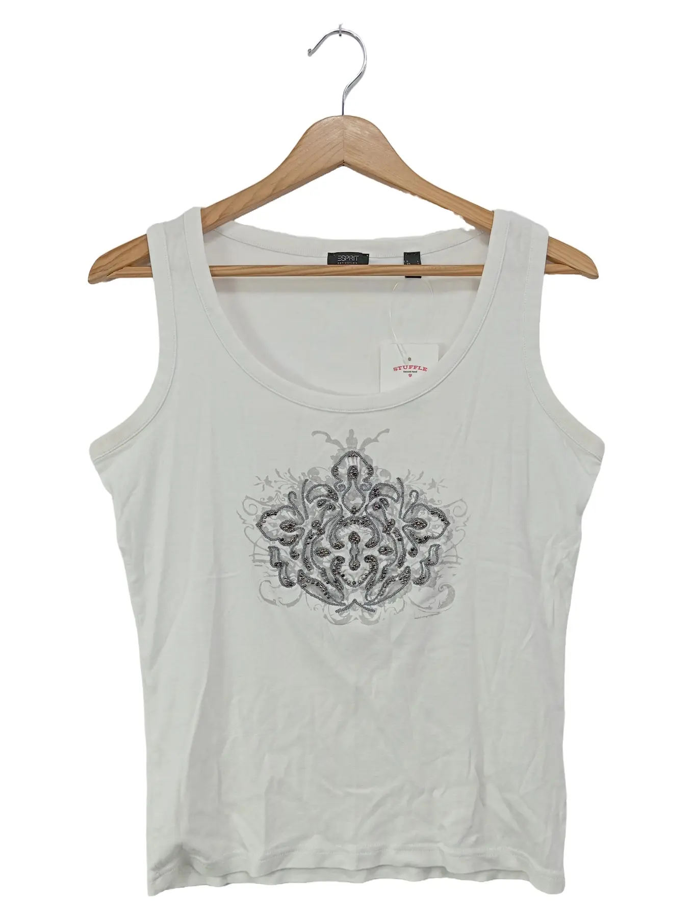 ESPRIT Damen Sport Shirt Tank Top Gr. 38/M Weiß Casual Streetwear