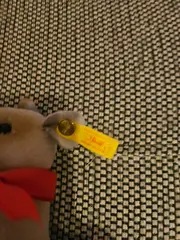 Vorschaubild 2 von Plüschtier Maus mit roter Schleife Kuscheltier beige 14cm