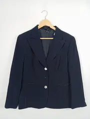 Vorschaubild 2 von Damen Blazer Gr. 42/XL Blau Gepunktet Klassisch Business