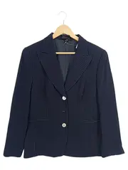 Vorschaubild 1 von Damen Blazer Gr. 42/XL Blau Gepunktet Klassisch Business