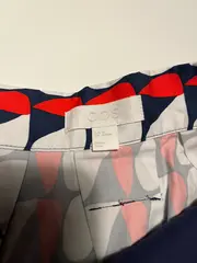 Vorschaubild 3 von Damen Faltenrock Gr. 36 S Geometrisch Retro Muster Blau Rot Weiß