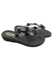 Vorschaubild 1 von Damen Zehentrenner Flip-Flops Blumen-Applikation Gr. 37 Schwarz