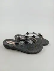 Vorschaubild 2 von Damen Zehentrenner Flip-Flops Blumen-Applikation Gr. 37 Schwarz