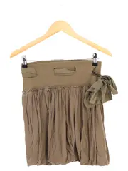 Vorschaubild 1 von Orange Faltenrock Damen Gr. S/36 Braun Lyocell Schleife