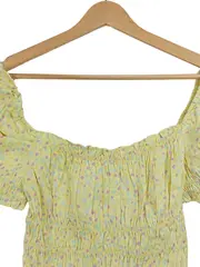 Vorschaubild 2 von Damen Bluse Kurzarm Blumenmuster Gelb Gr. 34/XS Feminin