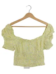 Vorschaubild 1 von Damen Bluse Kurzarm Blumenmuster Gelb Gr. 34/XS Feminin