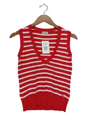 Vorschaubild 1 von Damen Pullunder Gr. 36/S gestreift Baumwolle Rot Weiß Casual