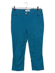 Vorschaubild 1 von CECIL Stoffhose Damen Gr. W31/40 L Türkis Casual Uni Knopf Schriftzug