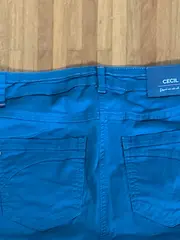 Vorschaubild 4 von CECIL Stoffhose Damen Gr. W31/40 L Türkis Casual Uni Knopf Schriftzug