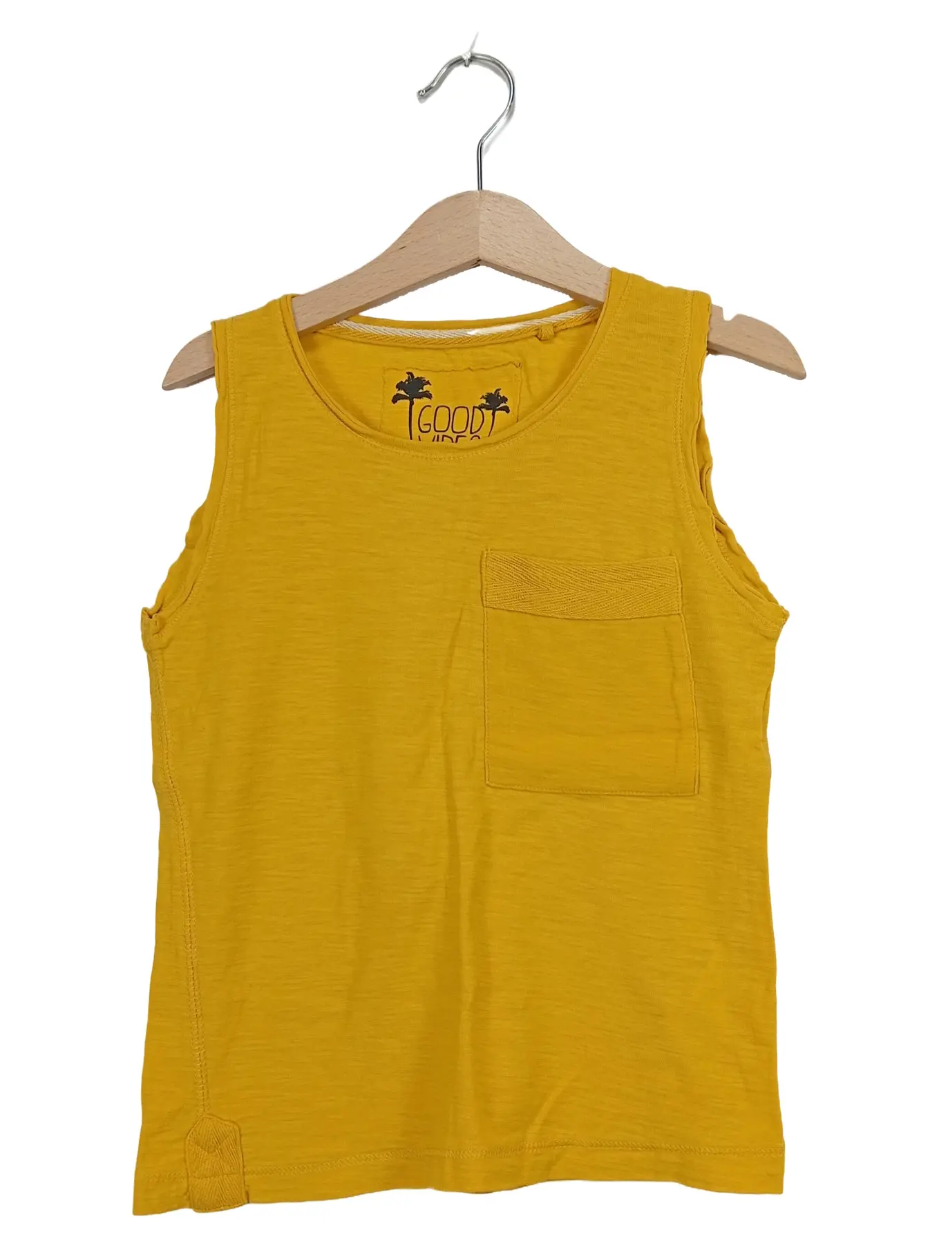 ZARA Kinder Mädchen Top Ärmellos Tanktop Baumwolle Gr. 116 Gelb Freizeit