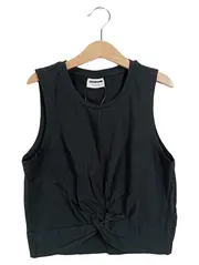 Vorschaubild 1 von Damen Crop Top Schwarz Gr. 36/S mit Knoten vorne